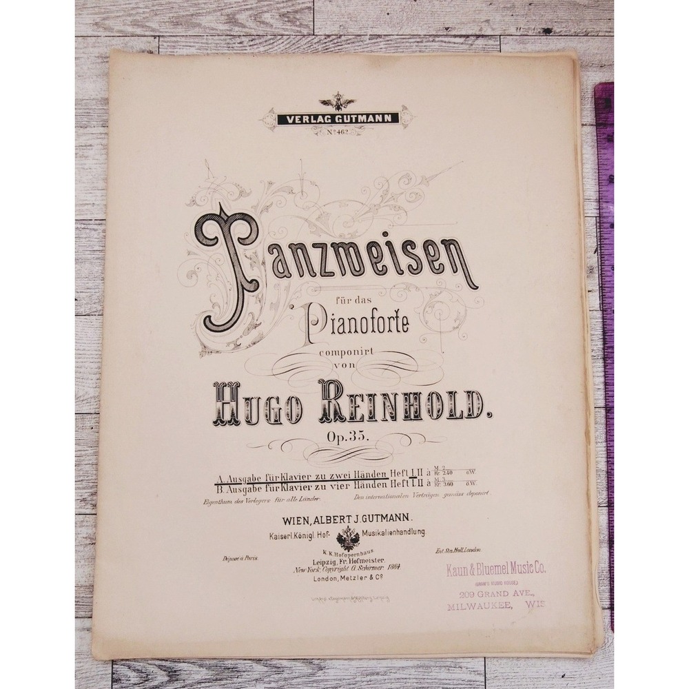 Hugo Reinhold‎ Tanzweisen Op.35 Sheet Music Piano Solo Vintage Typography